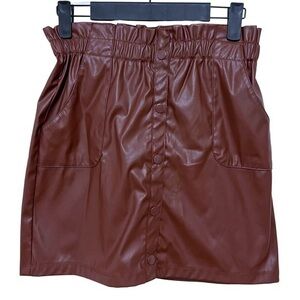 Jolie & Joy Chocolate Brown Pleather Skirt Women's Medium | Faux Leather | GUC